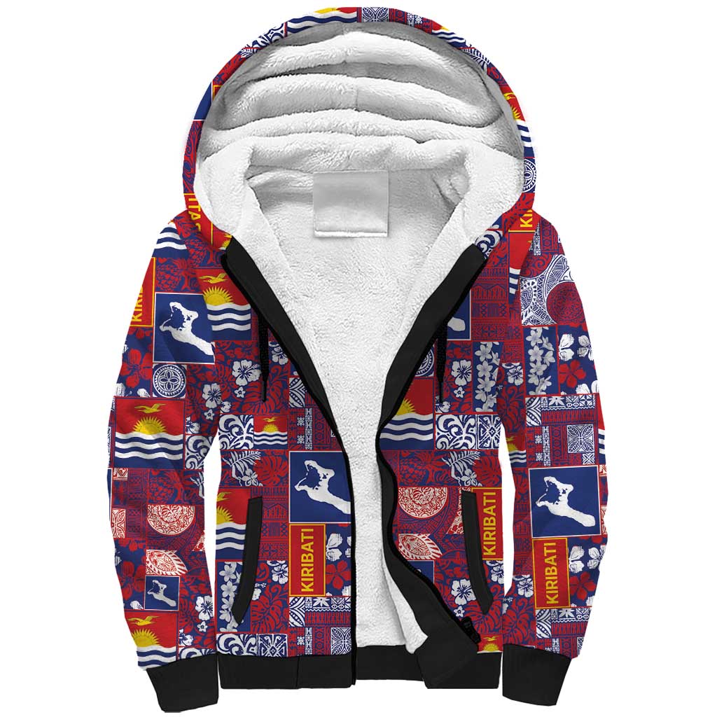 Kiribati Tekeraoi n te Kiritimati Sherpa Hoodie Pacific Patchwork Xmas Vibes - Polynesian Pride