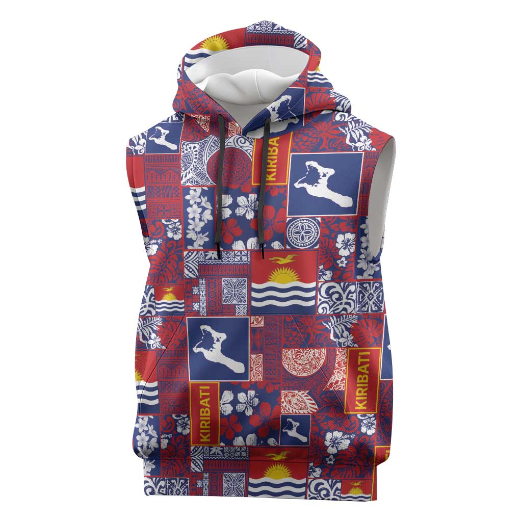 Kiribati Tekeraoi n te Kiritimati Sleeveless Hoodie Pacific Patchwork Xmas Vibes - Polynesian Pride