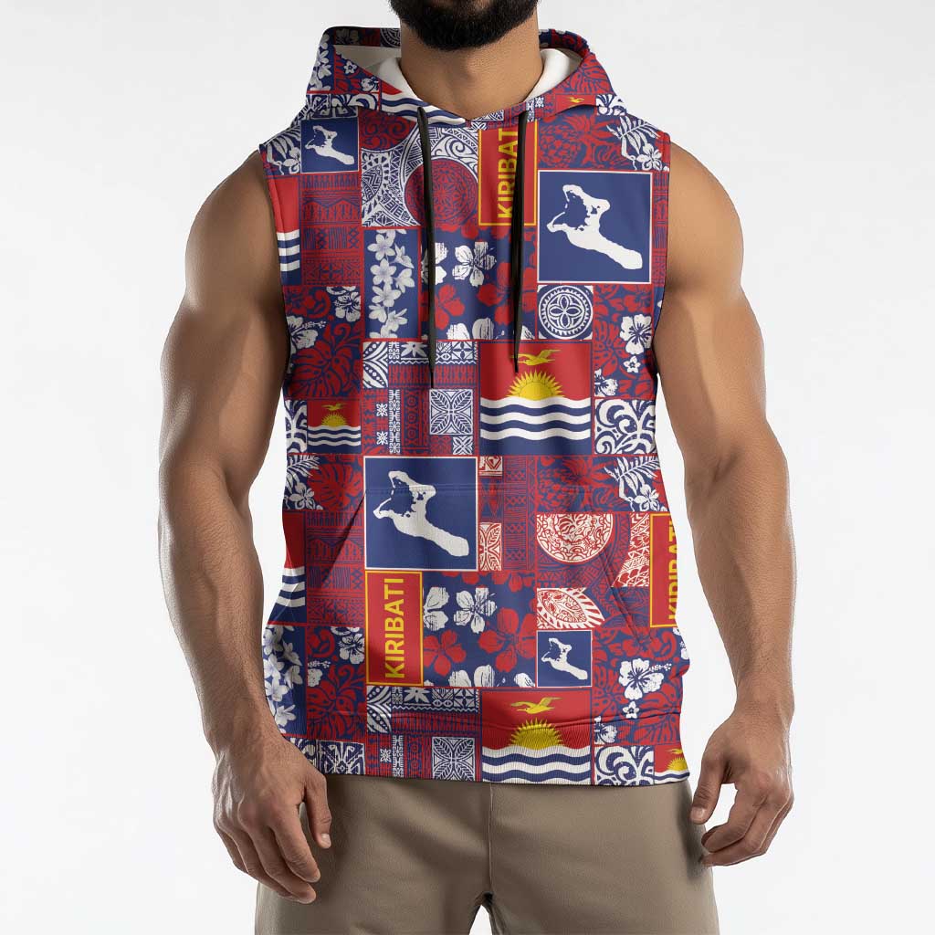 Kiribati Tekeraoi n te Kiritimati Sleeveless Hoodie Pacific Patchwork Xmas Vibes - Polynesian Pride