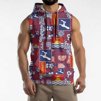 Kiribati Tekeraoi n te Kiritimati Sleeveless Hoodie Pacific Patchwork Xmas Vibes - Polynesian Pride