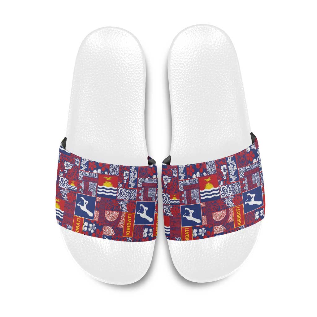 Kiribati Tekeraoi n te Kiritimati Slide Sandals Pacific Patchwork Xmas Vibes - Polynesian Pride