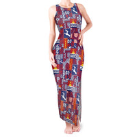 Kiribati Tekeraoi n te Kiritimati Tank Maxi Dress Pacific Patchwork Xmas Vibes - Polynesian Pride