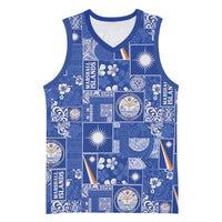 Marshall Islands Merry Christmas Basketball Jersey Pacific Patchwork Xmas Vibes - Polynesian Pride