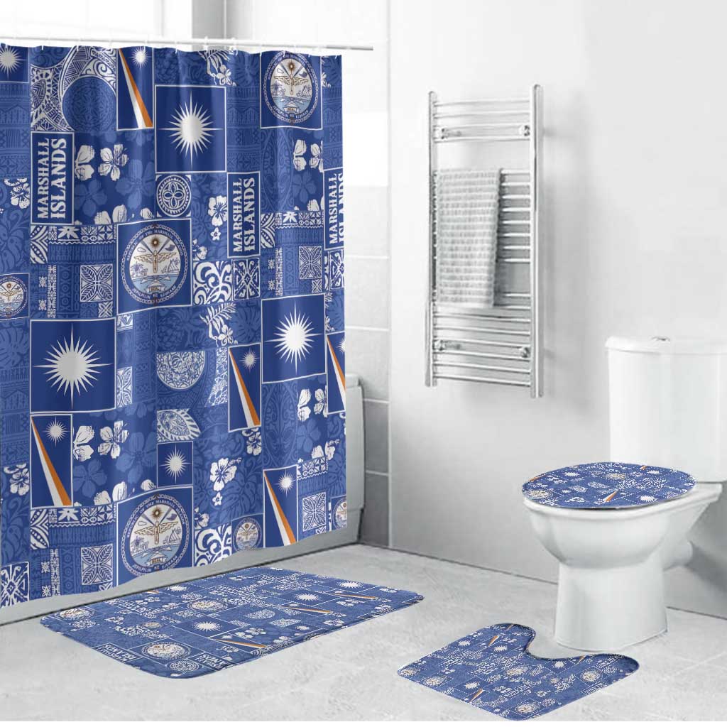 Marshall Islands Merry Christmas Bathroom Set Pacific Patchwork Xmas Vibes - Polynesian Pride