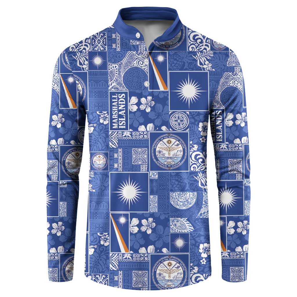 Marshall Islands Merry Christmas Button Sweatshirt Pacific Patchwork Xmas Vibes - Polynesian Pride