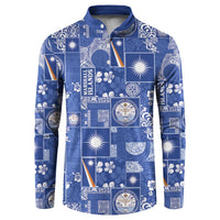 Marshall Islands Merry Christmas Button Sweatshirt Pacific Patchwork Xmas Vibes - Polynesian Pride