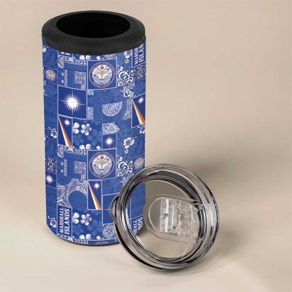 Marshall Islands Merry Christmas 4 in 1 Can Cooler Tumbler Pacific Patchwork Xmas Vibes - Polynesian Pride