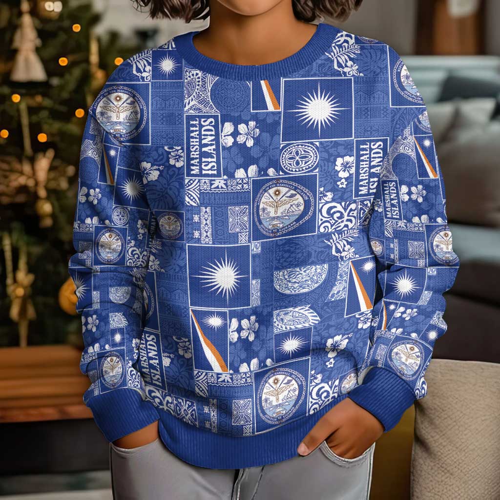 Marshall Islands Merry Christmas Kid Ugly Christmas Sweater Pacific Patchwork Xmas Vibes - Polynesian Pride