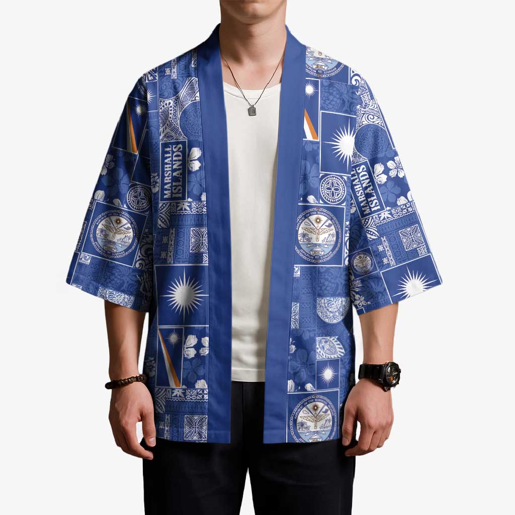 Marshall Islands Merry Christmas Kimono Pacific Patchwork Xmas Vibes - Polynesian Pride