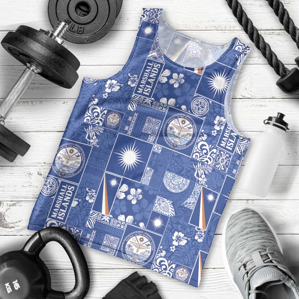 Marshall Islands Merry Christmas Men Tank Top Pacific Patchwork Xmas Vibes - Polynesian Pride
