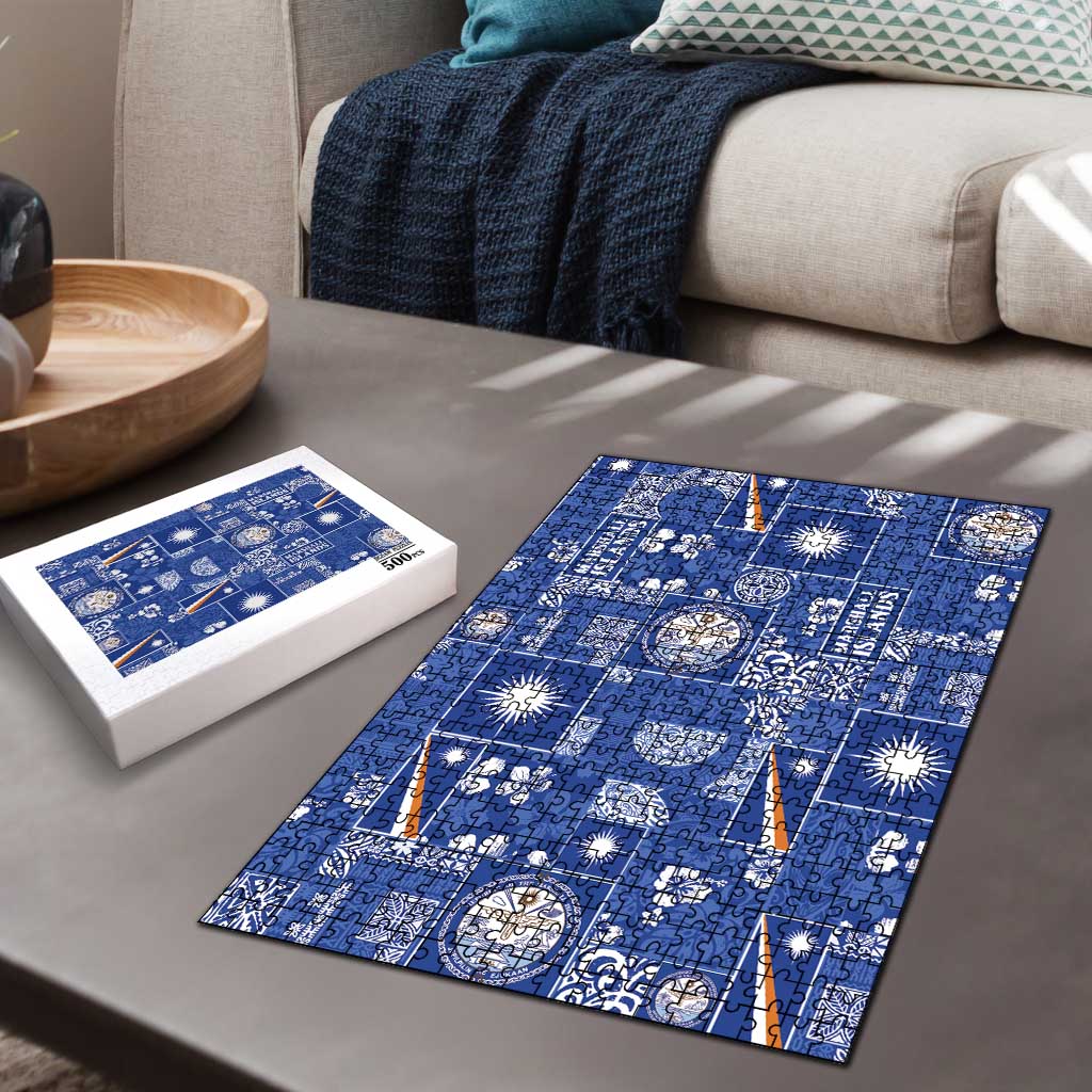 Marshall Islands Merry Christmas Puzzle Pacific Patchwork Xmas Vibes - Polynesian Pride