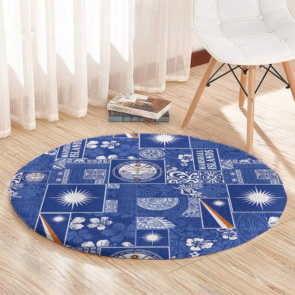 Marshall Islands Merry Christmas Round Carpet Pacific Patchwork Xmas Vibes - Polynesian Pride
