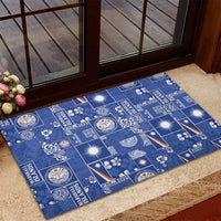 Marshall Islands Merry Christmas Rubber Doormat Pacific Patchwork Xmas Vibes - Polynesian Pride