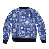 Marshall Islands Merry Christmas Sleeve Zip Bomber Jacket Pacific Patchwork Xmas Vibes - Polynesian Pride