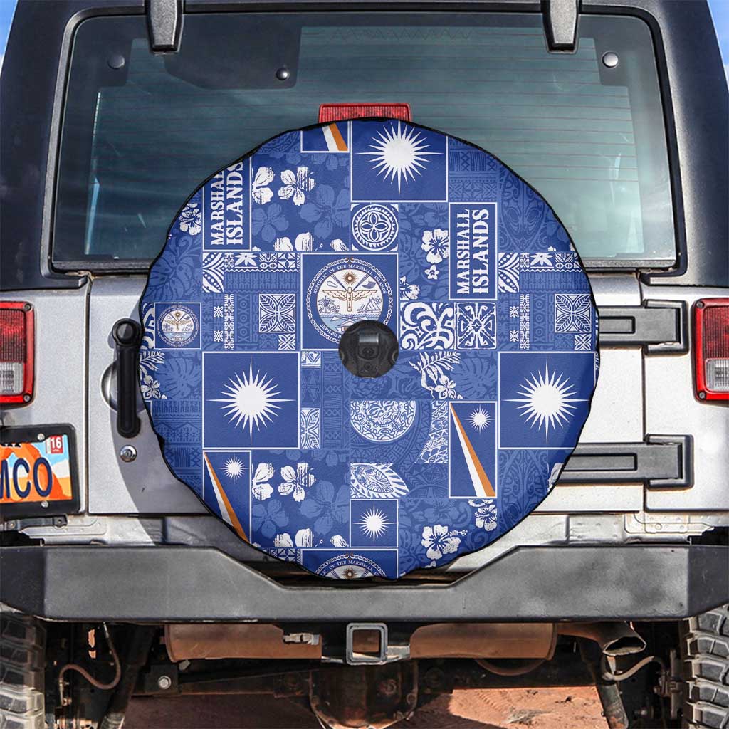 Marshall Islands Merry Christmas Spare Tire Cover Pacific Patchwork Xmas Vibes - Polynesian Pride