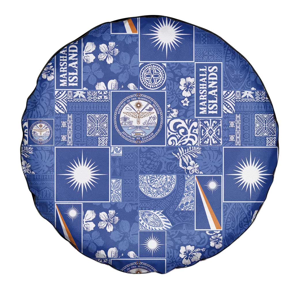 Marshall Islands Merry Christmas Spare Tire Cover Pacific Patchwork Xmas Vibes - Polynesian Pride