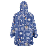 Marshall Islands Merry Christmas Wearable Blanket Hoodie Pacific Patchwork Xmas Vibes - Polynesian Pride