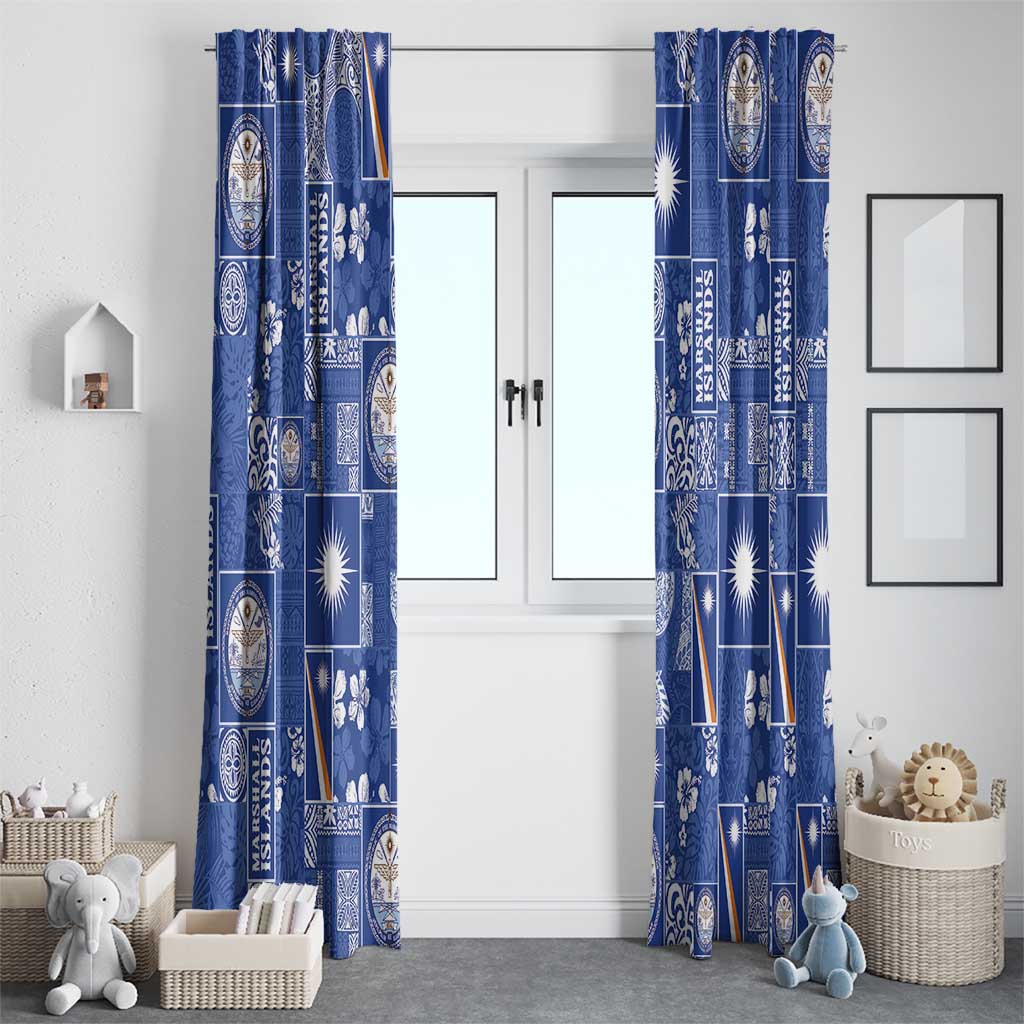 Marshall Islands Merry Christmas Window Curtain Pacific Patchwork Xmas Vibes - Polynesian Pride