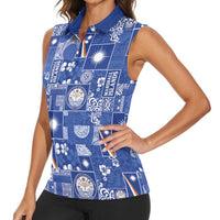 Marshall Islands Merry Christmas Women Sleeveless Polo Shirt Pacific Patchwork Xmas Vibes - Polynesian Pride