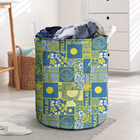 Palau Ungil Kurismas Laundry Basket Pacific Patchwork Xmas Vibes LT9 Green - Polynesian Pride
