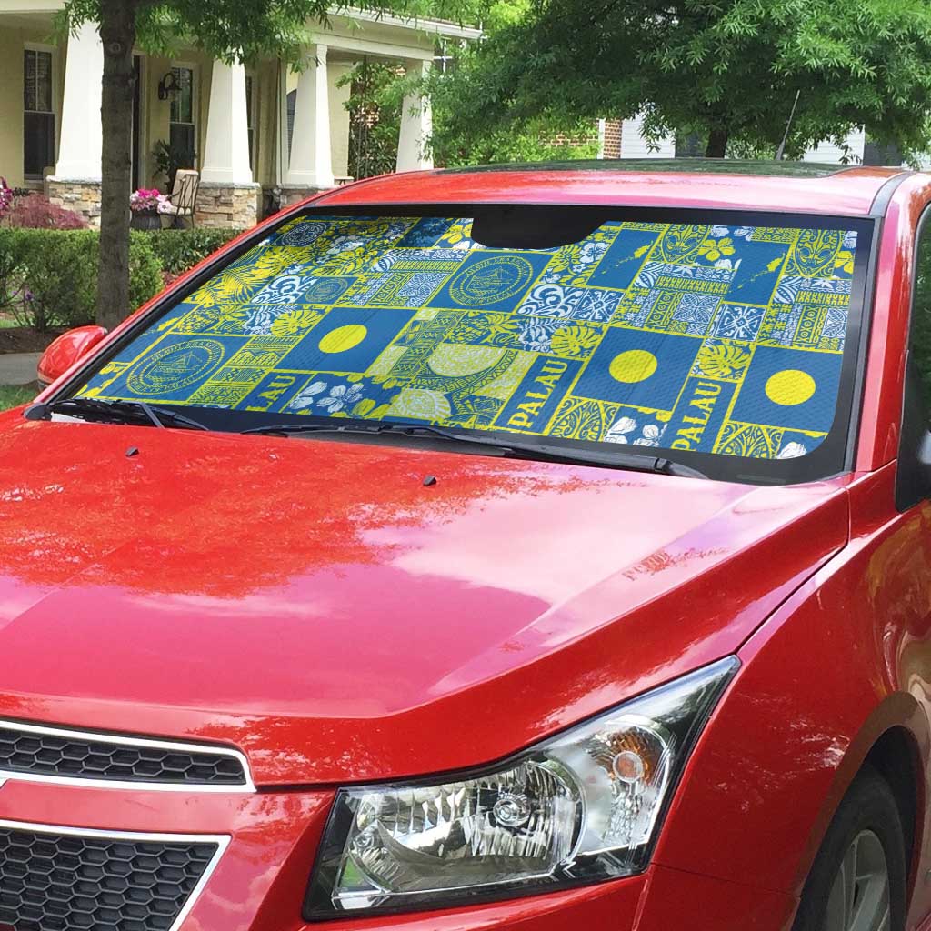 Palau Ungil Kurismas Auto Sun Shade Pacific Patchwork Xmas Vibes LT9 - Polynesian Pride