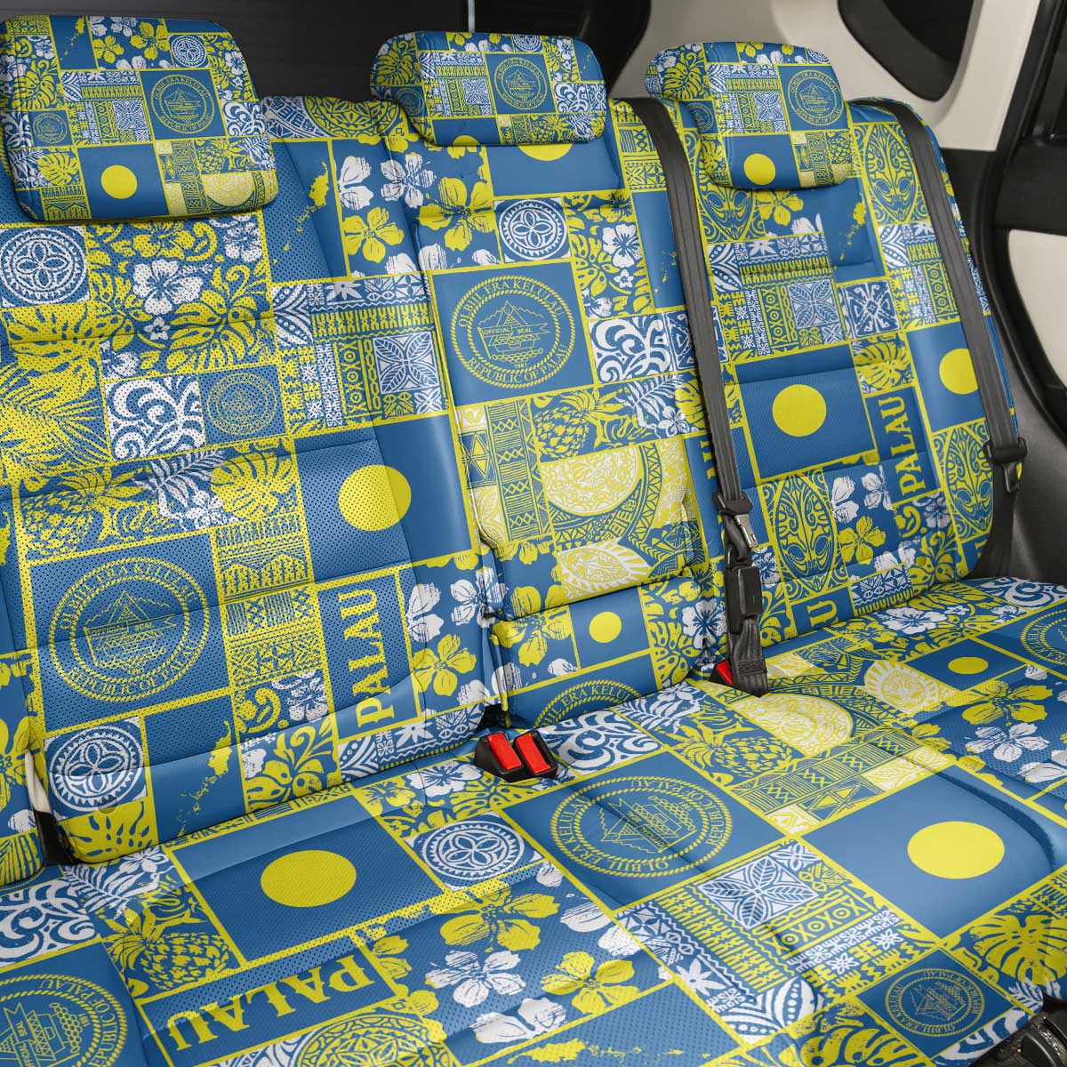 Palau Ungil Kurismas Back Car Seat Cover Pacific Patchwork Xmas Vibes LT9 - Polynesian Pride