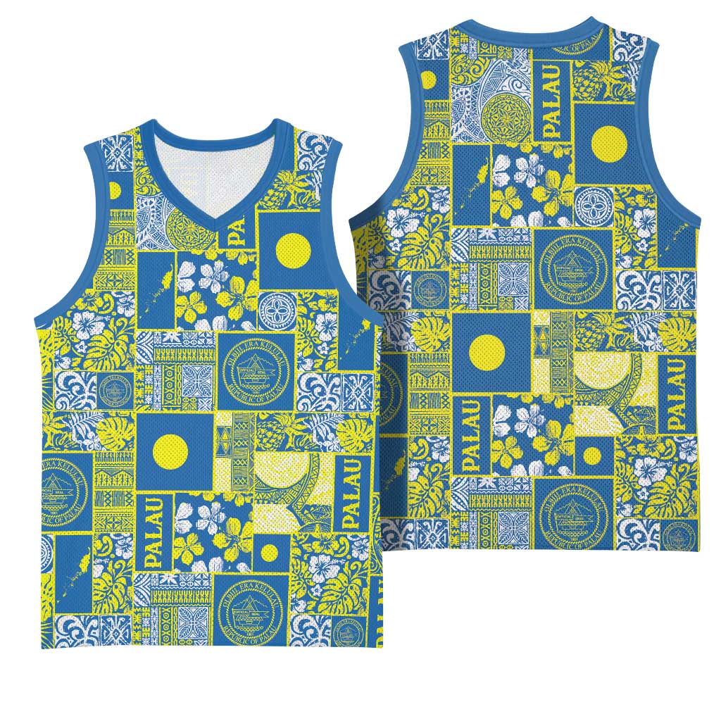 Palau Ungil Kurismas Basketball Jersey Pacific Patchwork Xmas Vibes LT9 - Polynesian Pride