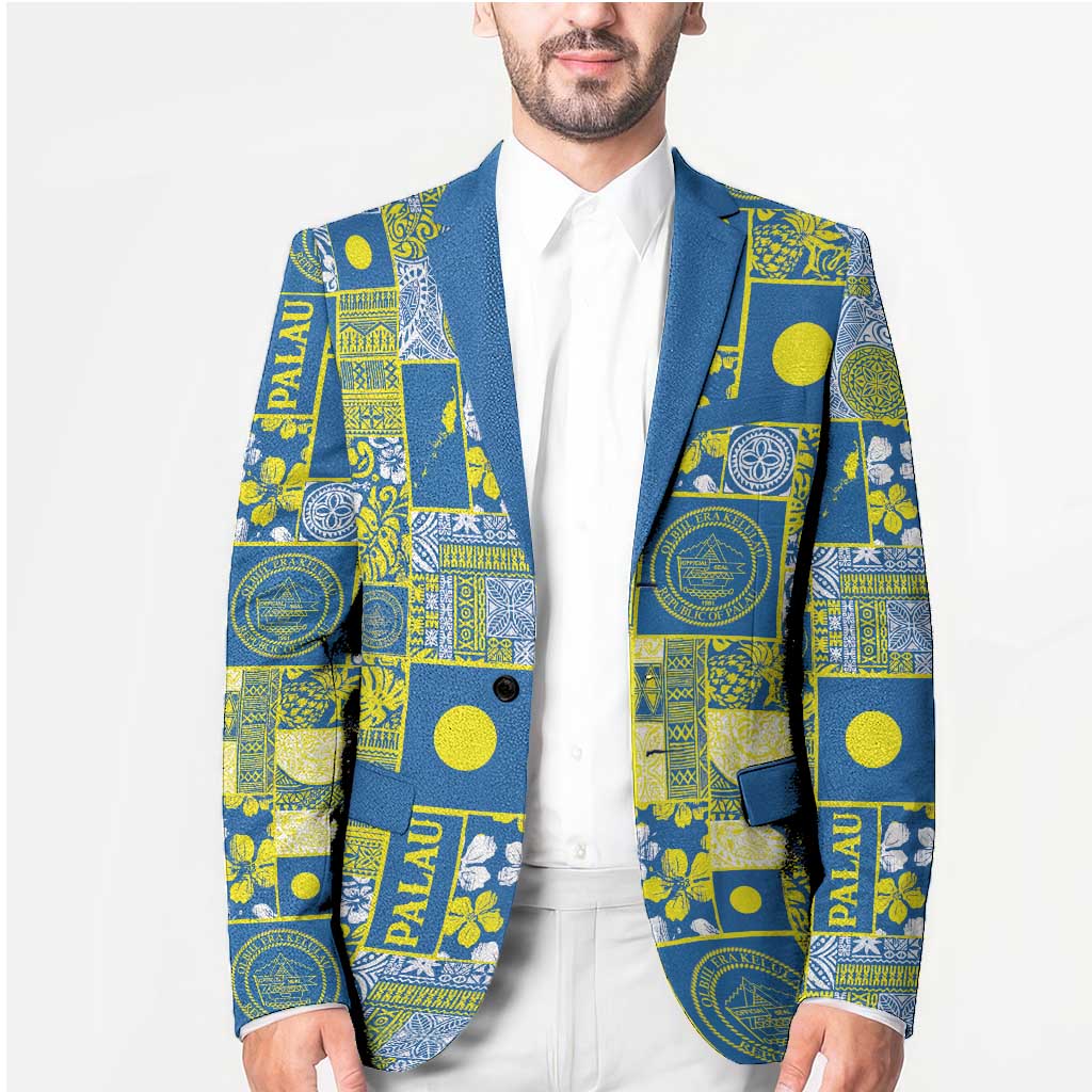 Palau Ungil Kurismas Blazer Pacific Patchwork Xmas Vibes LT9 - Polynesian Pride