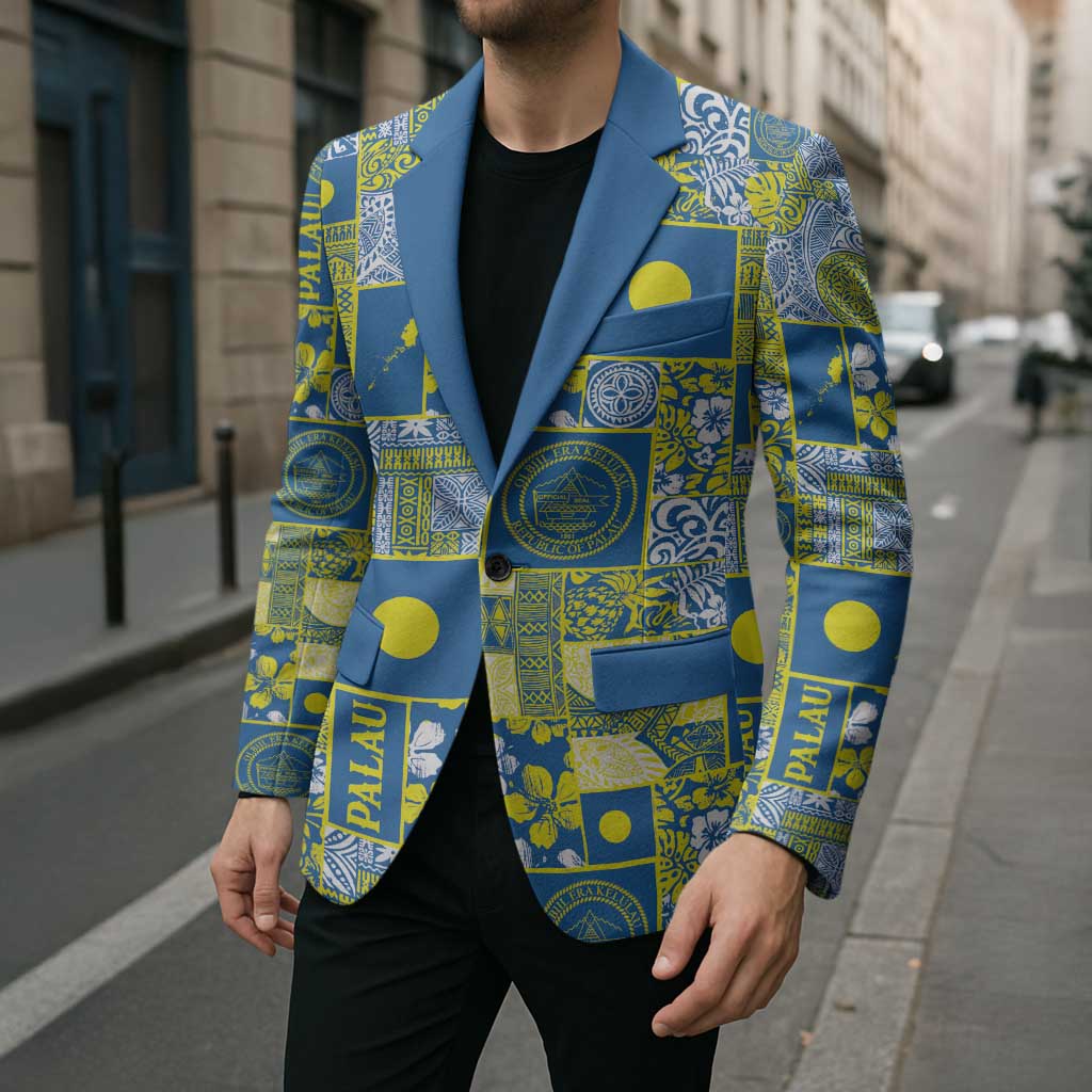 Palau Ungil Kurismas Blazer Pacific Patchwork Xmas Vibes LT9 - Polynesian Pride