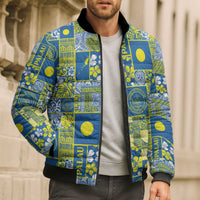 Palau Ungil Kurismas Bomber Puffer Jacket Pacific Patchwork Xmas Vibes LT9 - Polynesian Pride