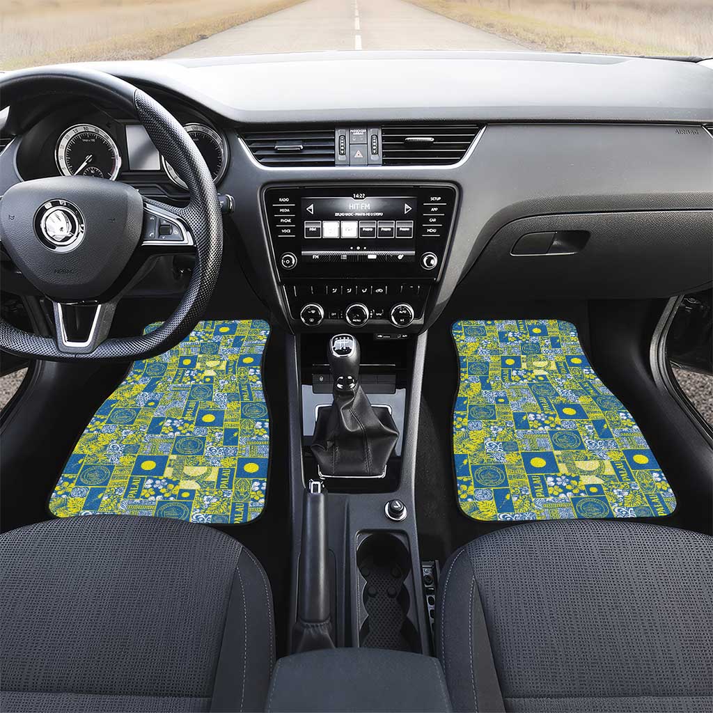 Palau Ungil Kurismas Car Mats Pacific Patchwork Xmas Vibes LT9 Set 2pcs - Front Green - Polynesian Pride