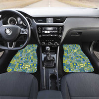 Palau Ungil Kurismas Car Mats Pacific Patchwork Xmas Vibes LT9 Set 2pcs - Front Green - Polynesian Pride