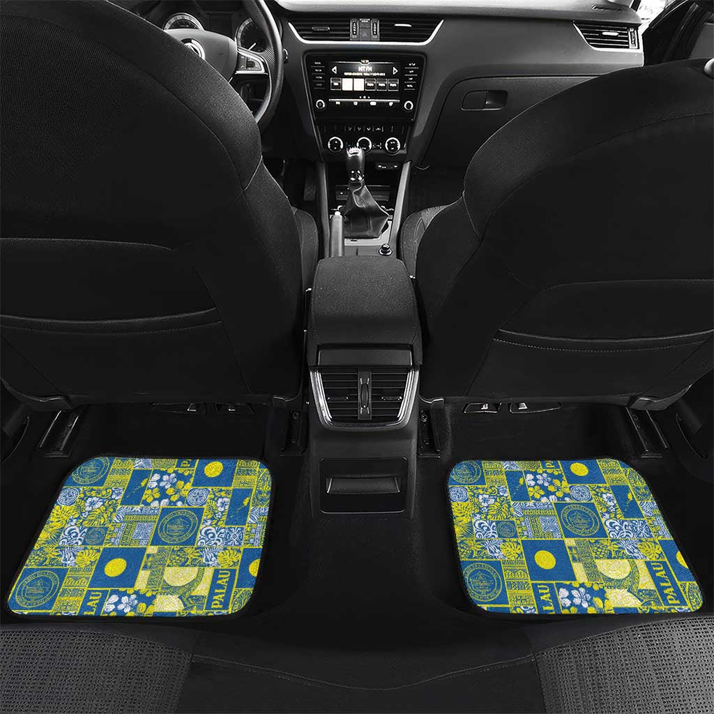 Palau Ungil Kurismas Car Mats Pacific Patchwork Xmas Vibes LT9 Set 2pcs - Back Green - Polynesian Pride