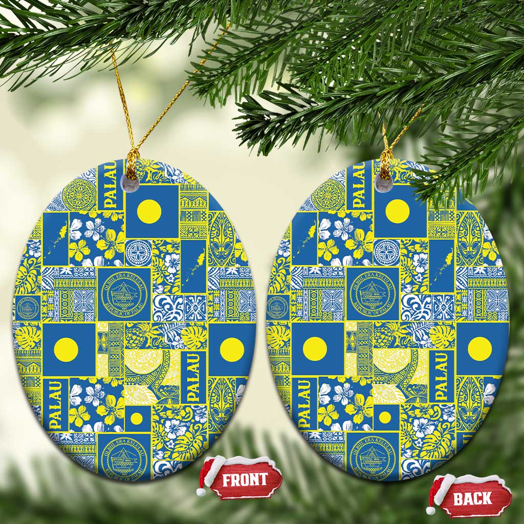Palau Ungil Kurismas Ceramic Ornament Pacific Patchwork Xmas Vibes - Polynesian Pride