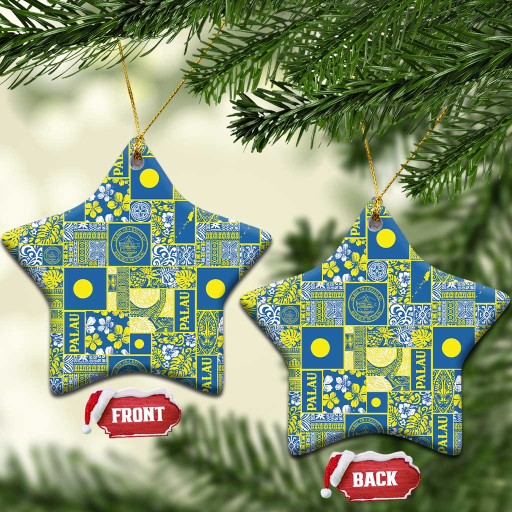 Palau Ungil Kurismas Ceramic Ornament Pacific Patchwork Xmas Vibes - Polynesian Pride