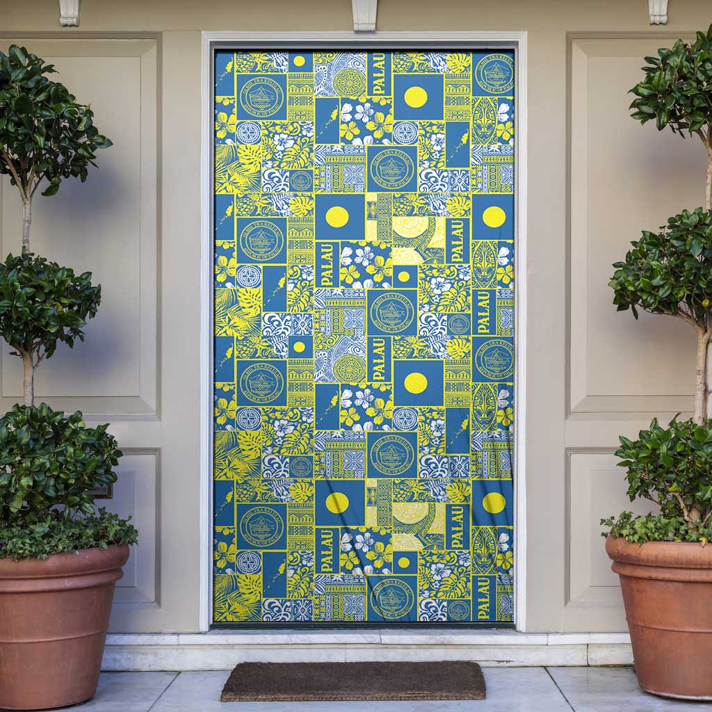 Palau Ungil Kurismas Door Cover Pacific Patchwork Xmas Vibes LT9 Green - Polynesian Pride