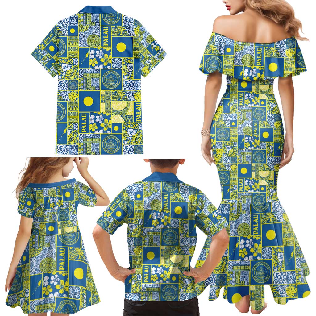 Palau Ungil Kurismas Family Matching Mermaid Dress and Hawaiian Shirt Pacific Patchwork Xmas Vibes - Polynesian Pride