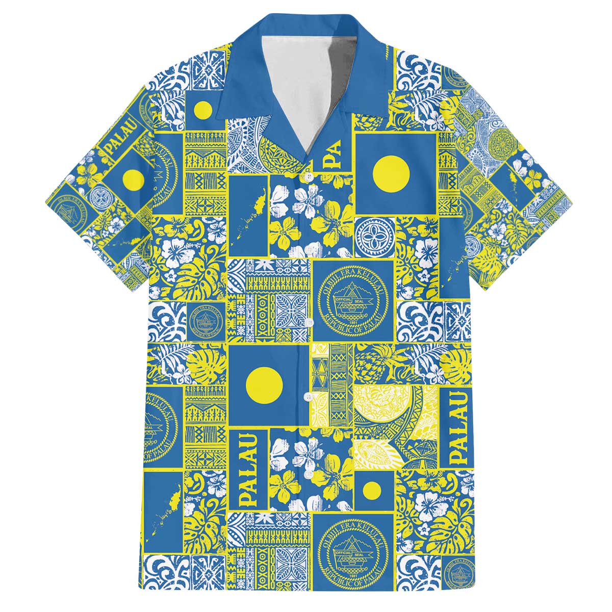 Palau Ungil Kurismas Family Matching Off The Shoulder Long Sleeve Dress and Hawaiian Shirt Pacific Patchwork Xmas Vibes - Polynesian Pride