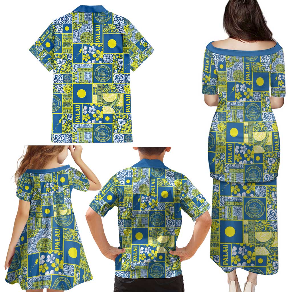 Palau Ungil Kurismas Family Matching Puletasi and Hawaiian Shirt Pacific Patchwork Xmas Vibes - Polynesian Pride