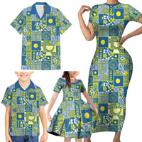 Palau Ungil Kurismas Family Matching Short Sleeve Bodycon Dress and Hawaiian Shirt Pacific Patchwork Xmas Vibes - Polynesian Pride