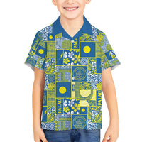 Palau Ungil Kurismas Family Matching Short Sleeve Bodycon Dress and Hawaiian Shirt Pacific Patchwork Xmas Vibes - Polynesian Pride