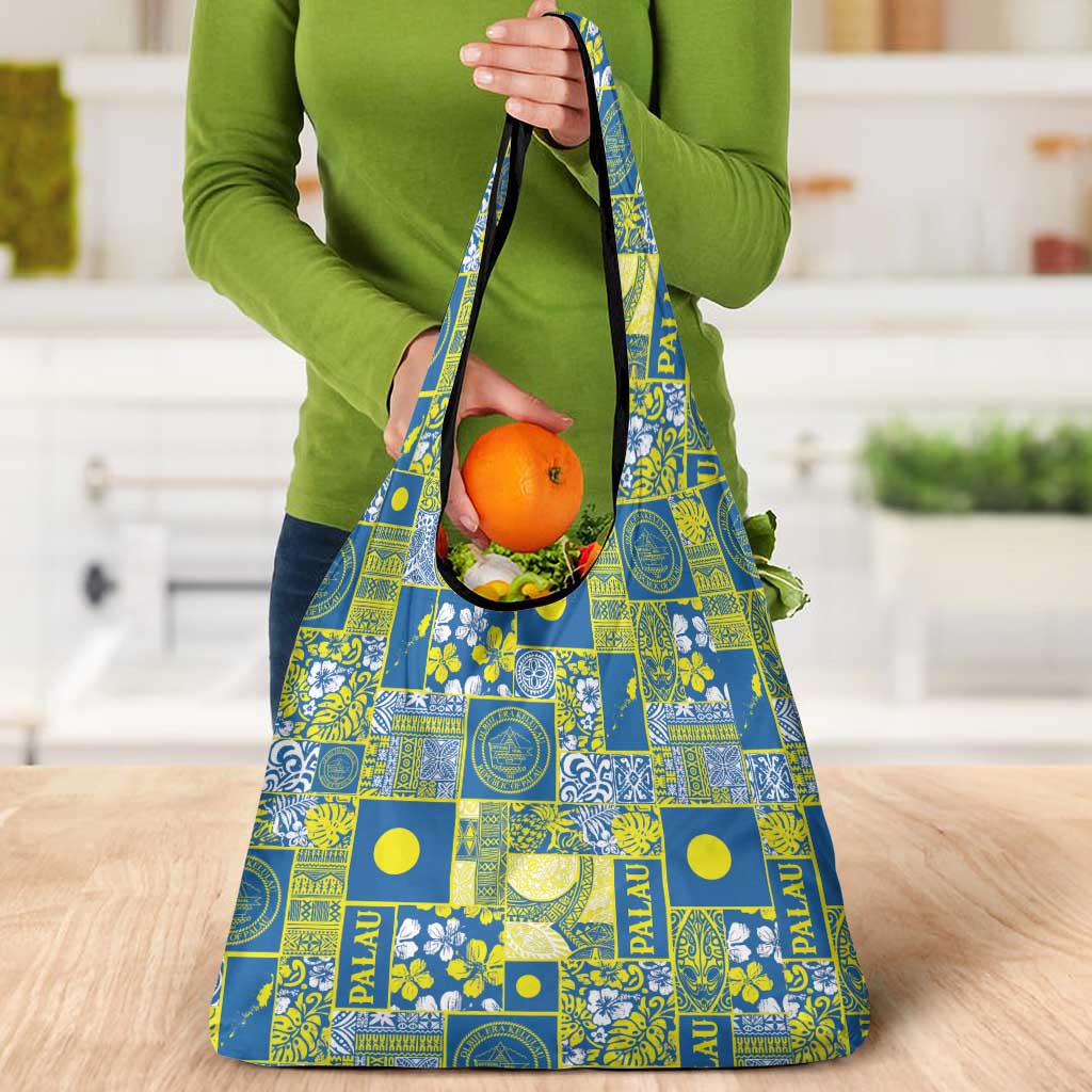 Palau Ungil Kurismas Grocery Bag Pacific Patchwork Xmas Vibes LT9 - Polynesian Pride