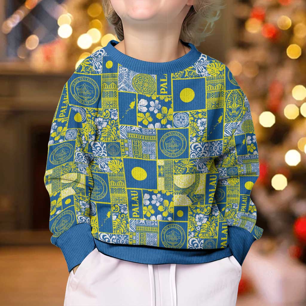 Palau Ungil Kurismas Kid Ugly Christmas Sweater Pacific Patchwork Xmas Vibes - Polynesian Pride
