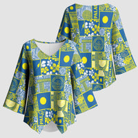 Palau Ungil Kurismas Kimono Sleeve Blouse Pacific Patchwork Xmas Vibes LT9 - Polynesian Pride