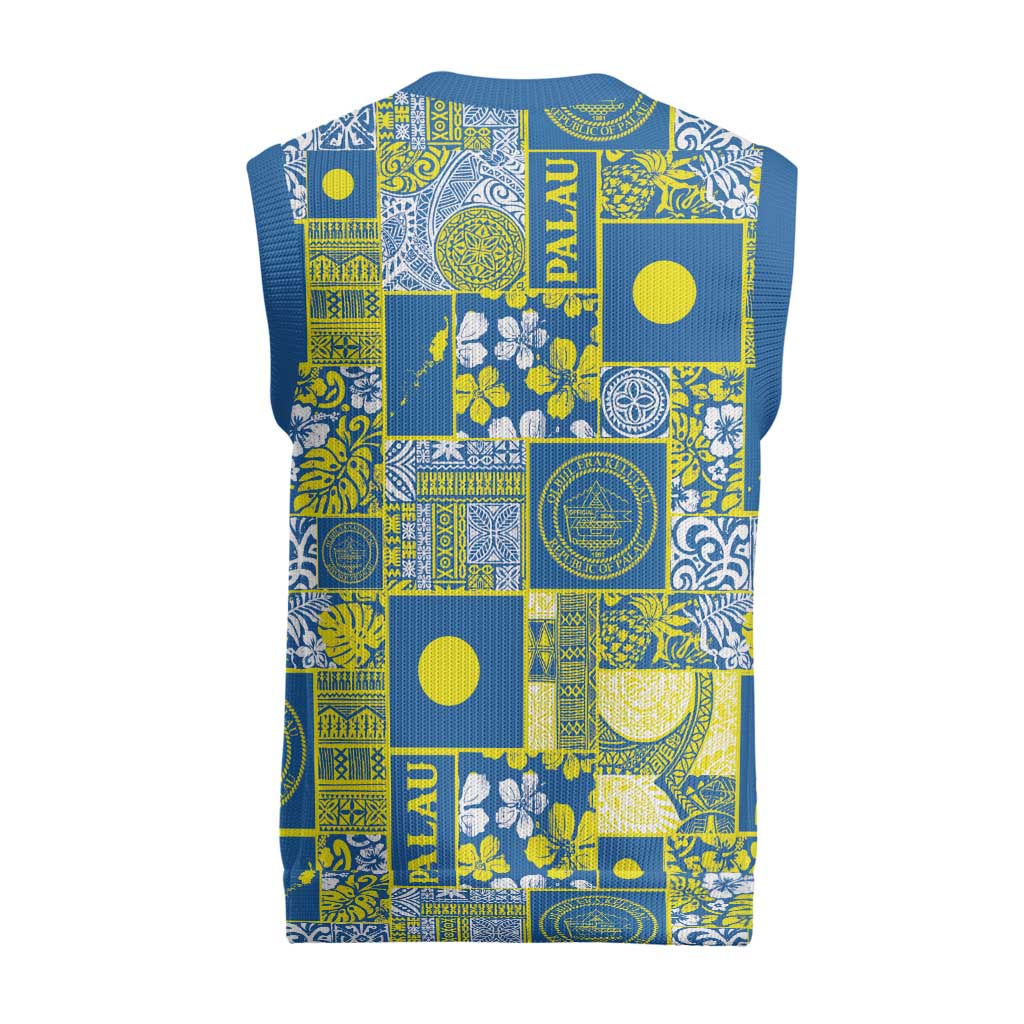 Palau Ungil Kurismas Christmas Knitted V-Neck Vest Pacific Patchwork Xmas Vibes LT9 - Polynesian Pride