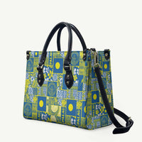 Palau Ungil Kurismas Leather Bag Pacific Patchwork Xmas Vibes LT9 Green - Polynesian Pride