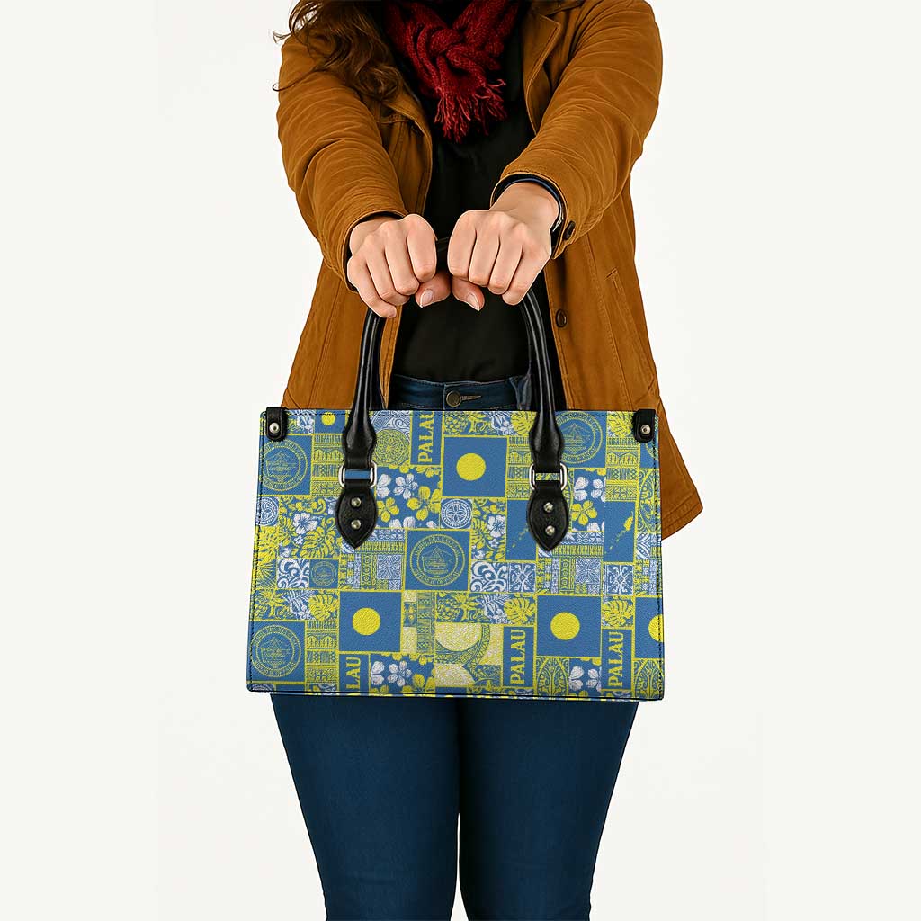 Palau Ungil Kurismas Leather Bag Pacific Patchwork Xmas Vibes LT9 - Polynesian Pride
