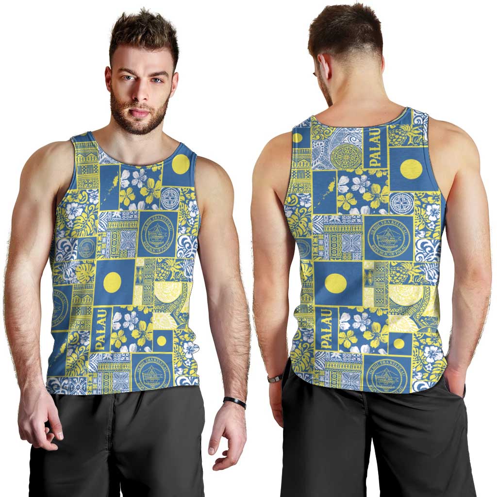 Palau Ungil Kurismas Men Tank Top Pacific Patchwork Xmas Vibes - Polynesian Pride