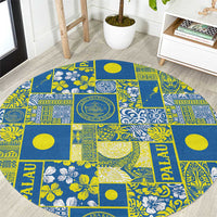 Palau Ungil Kurismas Round Carpet Pacific Patchwork Xmas Vibes LT9 Green - Polynesian Pride