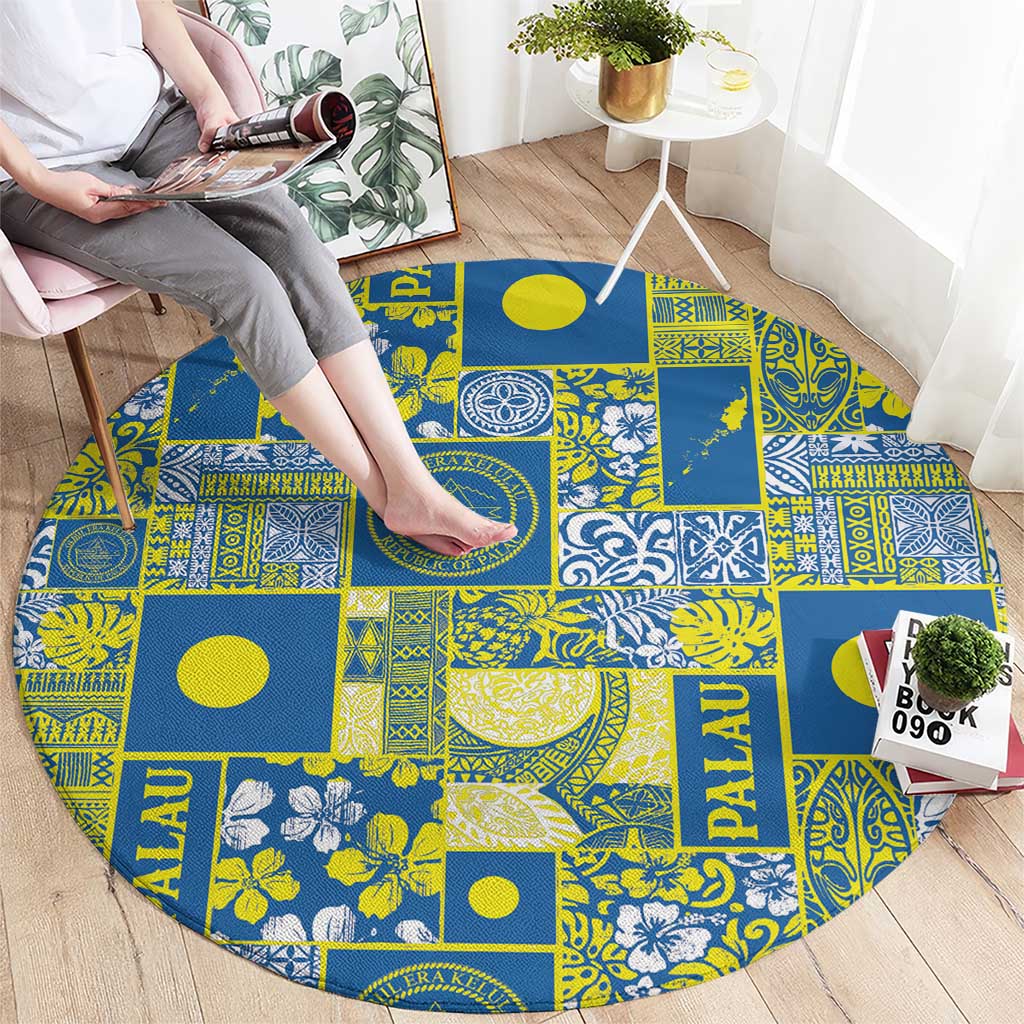 Palau Ungil Kurismas Round Carpet Pacific Patchwork Xmas Vibes LT9 - Polynesian Pride